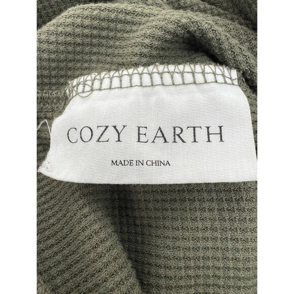 Cozy Earth army green waffle knit short slv tshirt M comfy oversized bamboo - Picture 9 of 9